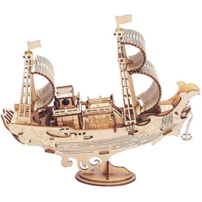 3D WOODEN PUZZLE SHIP MODEL 7.4" JAPANESE DIPLOMATIC SHIP (91 PCS), COLLECTIBLE DISPLAY BUILDING KITS GIFT FOR TEENS AND ADULTS - Image 1